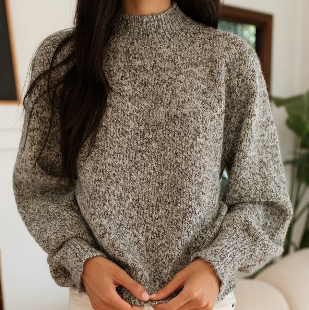 Carly Jean Los Angeles| Brooks Sweater Charcoal Marled Knit